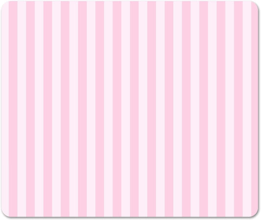 Square Light Pink Mouse Pad Small, Cute Pastel Striped Computer Mouse Pads, Non-Slip Rubber Base Aesthetic Mousepad Washable Cloth, Mouse Mat Decor Gifts, Coworker Gift for Girls Kids