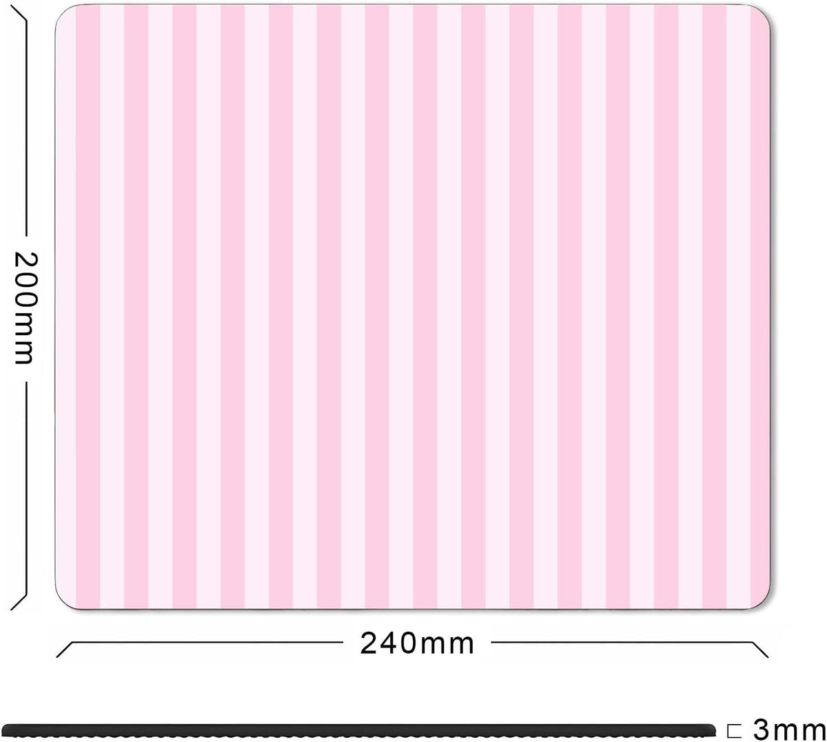 Square Light Pink Mouse Pad Small, Cute Pastel Striped Computer Mouse Pads, Non-Slip Rubber Base Aesthetic Mousepad Washable Cloth, Mouse Mat Decor Gifts, Coworker Gift for Girls Kids