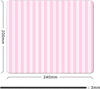 Square Light Pink Mouse Pad Small, Cute Pastel Striped Computer Mouse Pads, Non-Slip Rubber Base Aesthetic Mousepad Washable Cloth, Mouse Mat Decor Gifts, Coworker Gift for Girls Kids