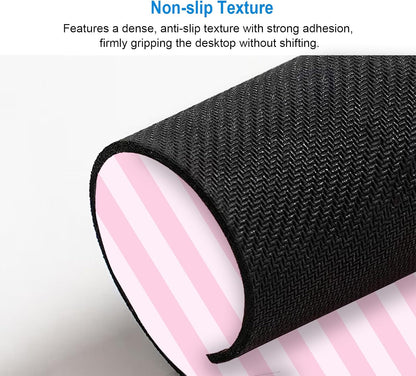 Square Light Pink Mouse Pad Small, Cute Pastel Striped Computer Mouse Pads, Non-Slip Rubber Base Aesthetic Mousepad Washable Cloth, Mouse Mat Decor Gifts, Coworker Gift for Girls Kids