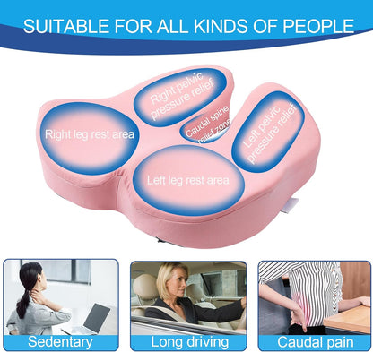 X Large Memory Foam Seat Cushion for Office Chair, Sciatica Support, Pink