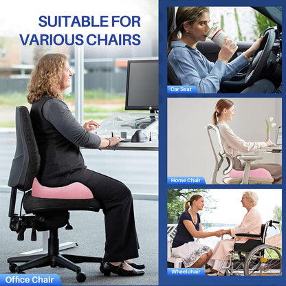 X Large Memory Foam Seat Cushion for Office Chair, Sciatica Support, Pink