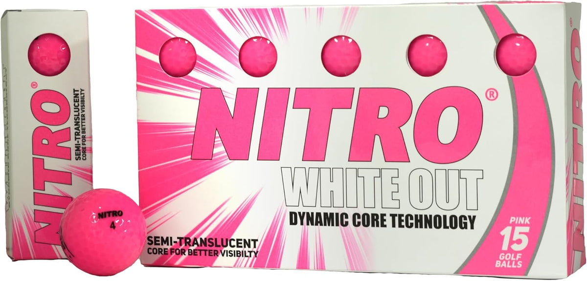 Long Distance Peak Performance Golf Balls (15PK) All Levels White Out 70 Compression High Velocity White Hot Core Long Distance Golf Balls USGA Approved-Total of 15-Hot Pink