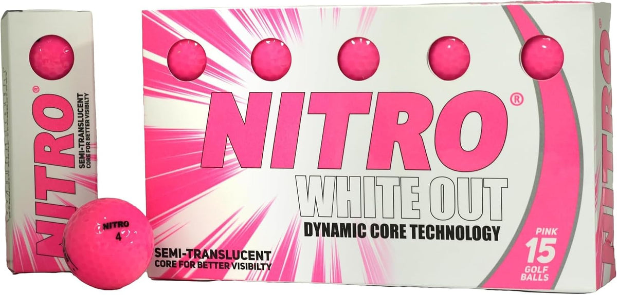 Long Distance Peak Performance Golf Balls (15PK) All Levels White Out 70 Compression High Velocity White Hot Core Long Distance Golf Balls USGA Approved-Total of 15-Hot Pink