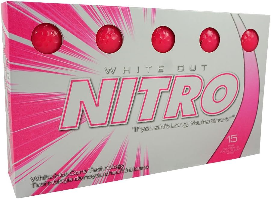Long Distance Peak Performance Golf Balls (15PK) All Levels White Out 70 Compression High Velocity White Hot Core Long Distance Golf Balls USGA Approved-Total of 15-Hot Pink