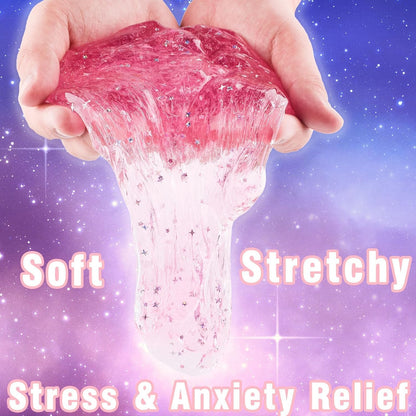 24 Pack Pink Galaxy Slime Party Favors for Girls & Boys, Galaxy Star Slime Cup Bulk, Soft, Wet, Non Sticky, Birthday Gifts, Classroom Rewards for Kids, Goodie Bag Stuffers