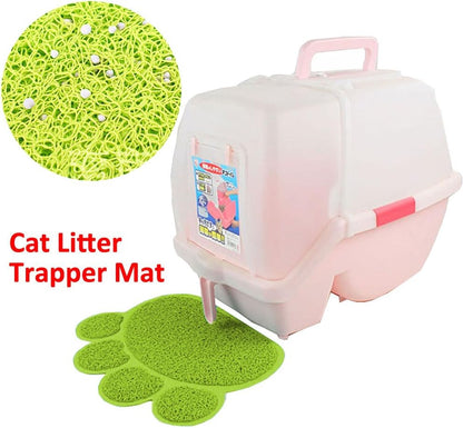 PVC Pet Dog Cat Puppy Kitten Dish Bowl Food Water Feeding Placemat, Non-Slip Cat Litter Mat Paw Shape, Rose Small