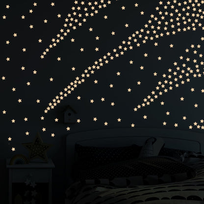 100pcs Glow in The Dark Luminous Stars Fluorescent Noctilucent Plastic Wall Stickers Murals Decals for Home Art Decor Nursery Ceiling Wall Decorate Kids Babys Bedroom Room Pink