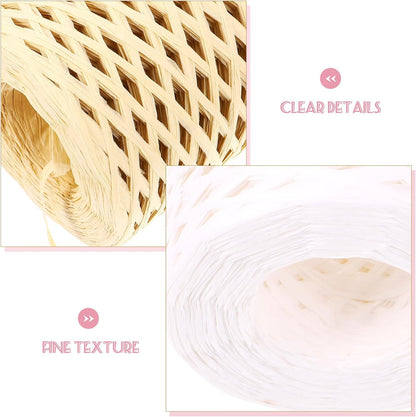 4 Rolls Raffia Ribbon Wrapping Twine Pack, Multi-Color (, Grass Green, Natural Beige, Peach) Craft Ribbon Supply for Holiday and Christmas Packing