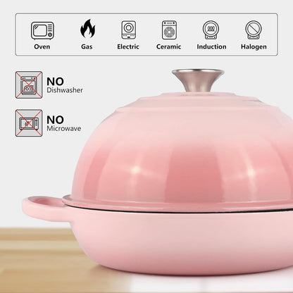 6QT Bread Dutch Oven Pot with Lid Enameled Cast Iron Dutch Oven Pink