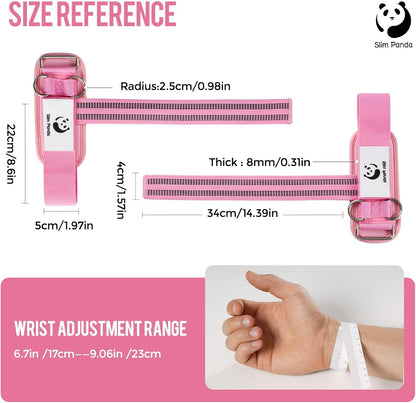 Slim Panda Weight Lifting Straps With Double Cuffed D Ring, Wrist Support for Men Women ,Heavy Duty Thick Comfortable Lifting Straps, Secure Fit, Enhanced Grip, Straps for Weightlifting & Strength Training