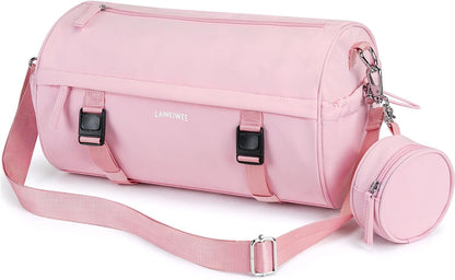 Small Gym Bag for Women Men, 15L Sports Workout Bag with Wet Pocket and Yoga Mat Holder, Lightweight & Water-Resistant Mini Travel Duffle Bag (Pink)