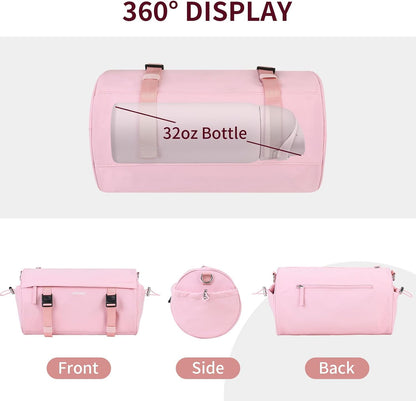 Small Gym Bag for Women Men, 15L Sports Workout Bag with Wet Pocket and Yoga Mat Holder, Lightweight & Water-Resistant Mini Travel Duffle Bag (Pink)