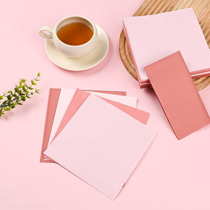 100Pcs Dusty Pink Party Napkins Gradient Pink Disposable Paper Napkins 4 Colors 6.5" Dinner Luncheon Cocktail Napkins for Birthday Wedding Baby Shower Party Supplies