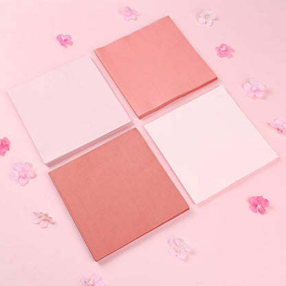 100Pcs Dusty Pink Party Napkins Gradient Pink Disposable Paper Napkins 4 Colors 6.5" Dinner Luncheon Cocktail Napkins for Birthday Wedding Baby Shower Party Supplies