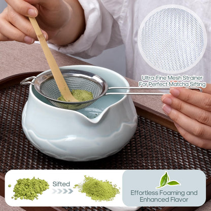 Joyscale Matcha Whisk Set, Matcha Set Whisk And Bowl, 9 Pcs Matcha Kit Set(Relief Mountain Design), 18 OZ, Japanese Matcha Tea Set, Matcha Making Kit Gifts for Tea Lovers(Pink)