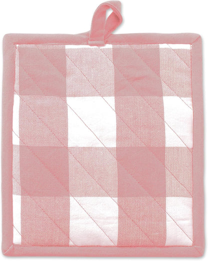 Buffalo Check Kitchen Collection, Classic Farmhouse Kitchen Set, Potholder, One Size, Pink &White, 2 Piece