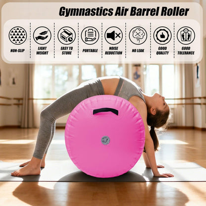 Inflatable Air Roller Gymnastics Barrel Mat Tumbling Barrel Equipment for Backhandspring Training Roller for Cheerleading, Yoga, Dance, Home & Gym Use No Pump