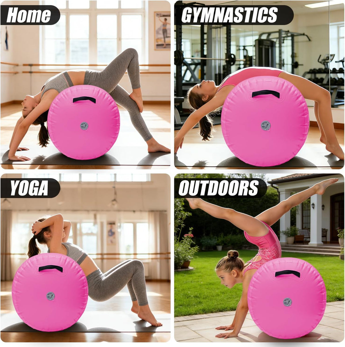 Inflatable Air Roller Gymnastics Barrel Mat Tumbling Barrel Equipment for Backhandspring Training Roller for Cheerleading, Yoga, Dance, Home & Gym Use No Pump