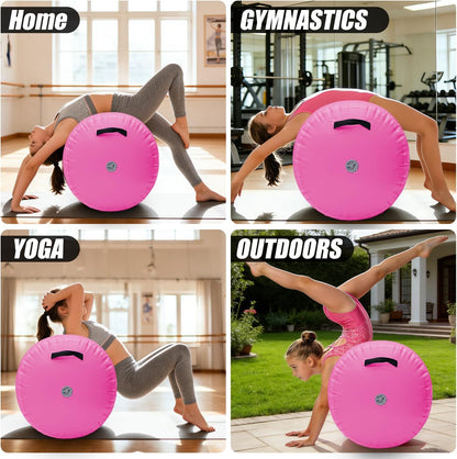 Inflatable Air Roller Gymnastics Barrel Mat Tumbling Barrel Equipment for Backhandspring Training Roller for Cheerleading, Yoga, Dance, Home & Gym Use No Pump