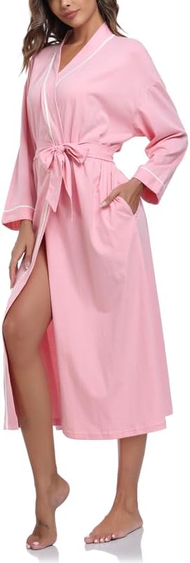 100% Cotton Robes for Women Lightweight Kimono knit Bathrobe