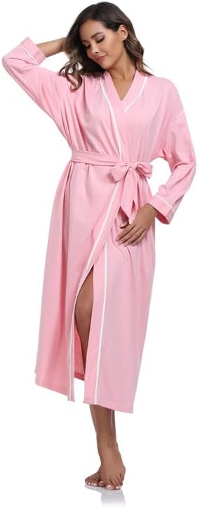 100% Cotton Robes for Women Lightweight Kimono knit Bathrobe