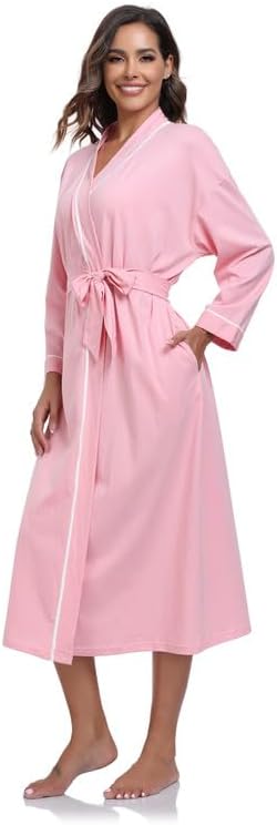 100% Cotton Robes for Women Lightweight Kimono knit Bathrobe