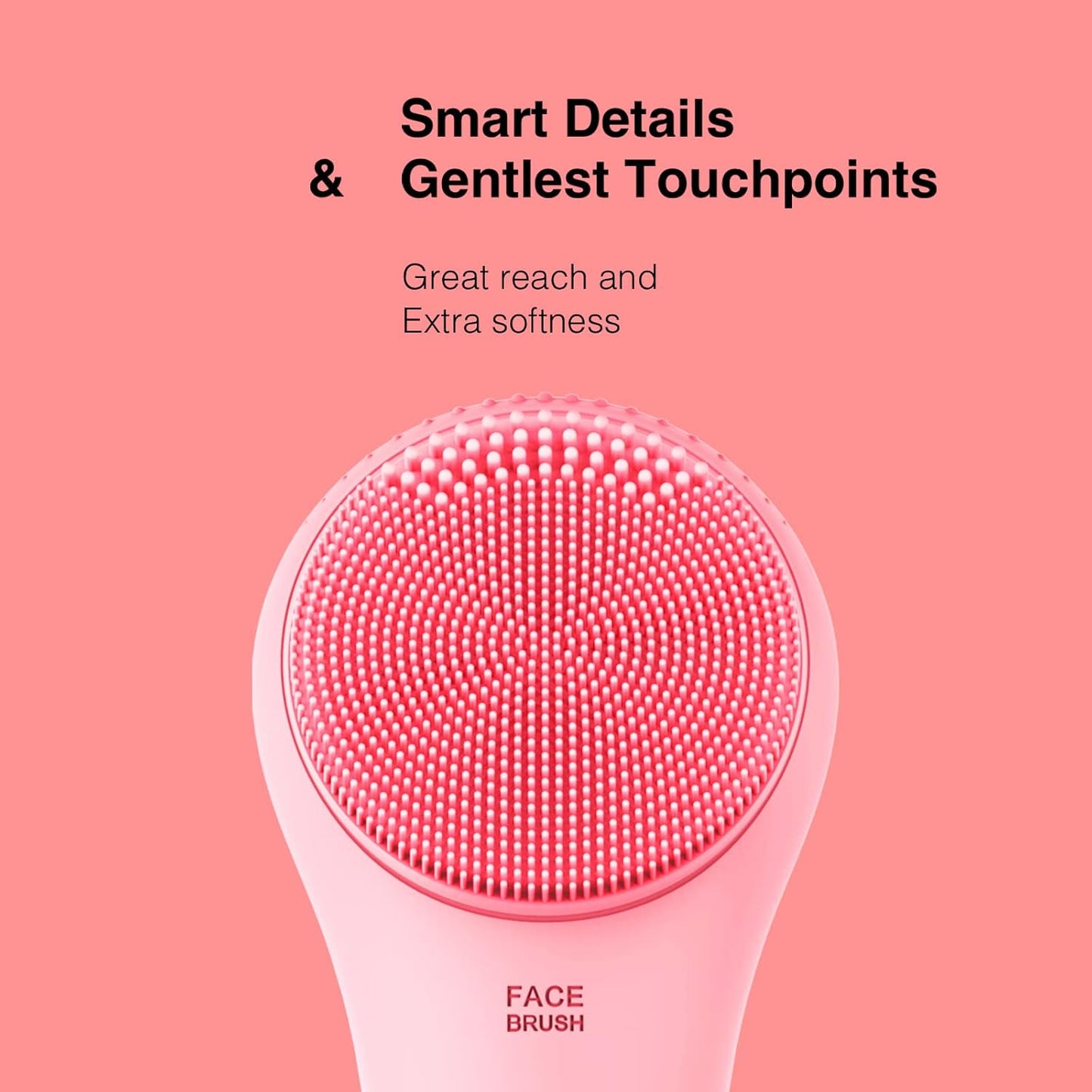 CLIE Facial Cleansing Brush, Waterproof and Rechargeable Electric Face Scrubber for Men & Women, Exfoliating, Massaging, and Cleansing - Pink