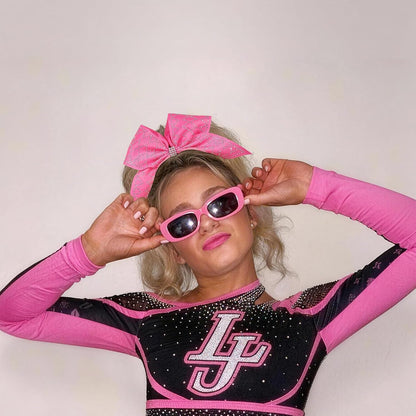 6PCS Glitter Rhinestones Pink Large Cheer Bows for Cheerleader