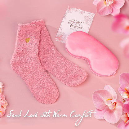 Gift Basket for Women, Self Care Set with Knitted Throw - Care Pkg - Pink