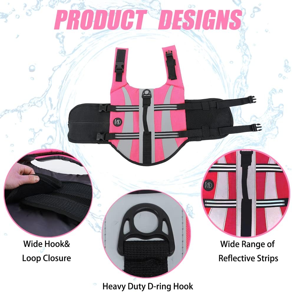 Dog Life Vests, Lightweight Dog Flotation Vest for Boating Swimming