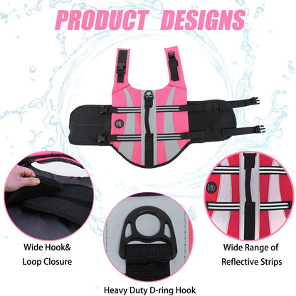 Dog Life Vests, Lightweight Dog Flotation Vest for Boating Swimming