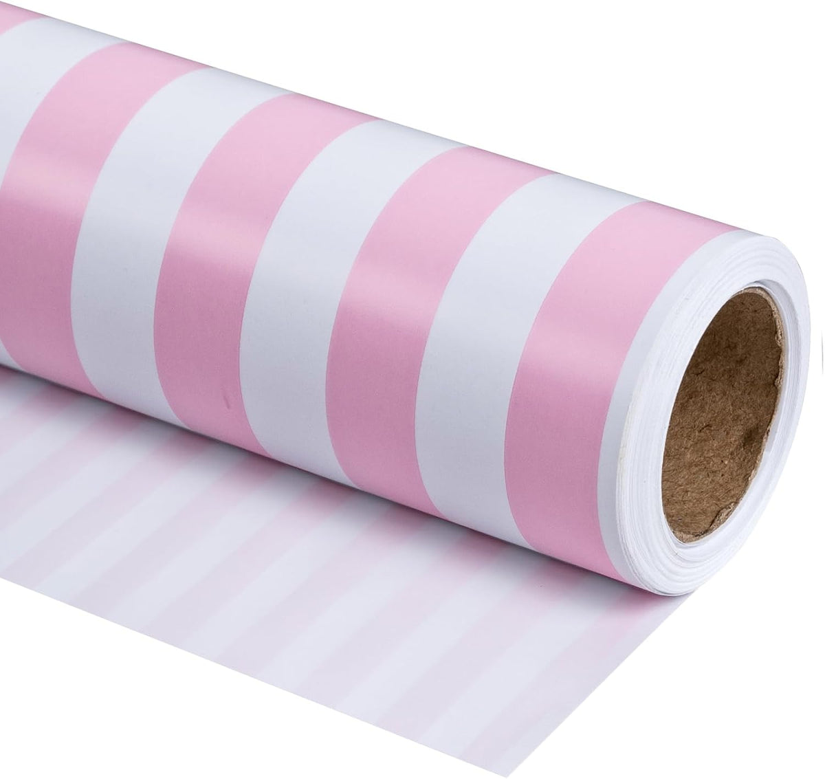 Wrapping Paper - Mini Roll - Pink and White Stripe Design Perfect for Wedding, Birthday, Baby Shower, Party - 17.5 Inch X 32.8 Feet