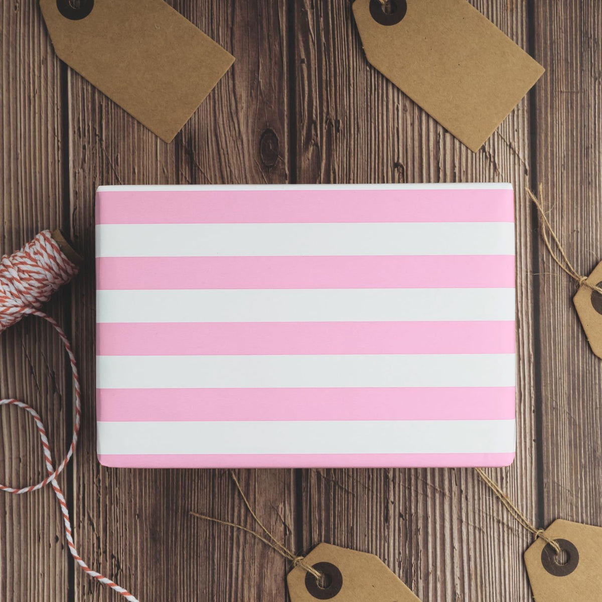Wrapping Paper - Mini Roll - Pink and White Stripe Design Perfect for Wedding, Birthday, Baby Shower, Party - 17.5 Inch X 32.8 Feet