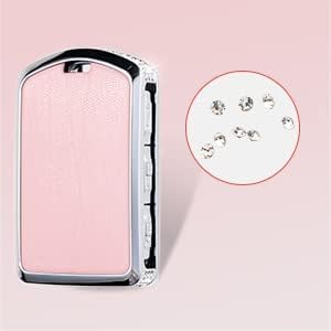 Key Fob Cover Compatible with Volvo, Pink Leather Crystal 360 Degree Protection Key Shell Case for XC90, XC60, XC40, S60, S90, V60, V90, Polestar 1, Polestar 2