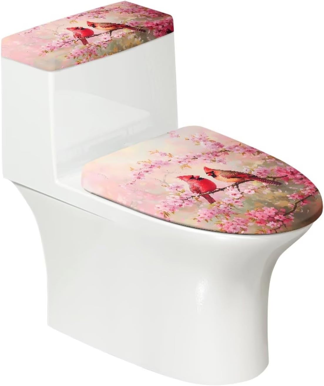 Mockingbird Toilet Lid Covers Set Peach Blossom Large Toilet Cover 2 Pack for Kids Bathroom Decorations 17 x 21