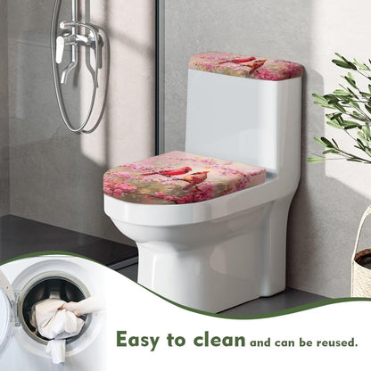 Mockingbird Toilet Lid Covers Set Peach Blossom Large Toilet Cover 2 Pack for Kids Bathroom Decorations 17 x 21