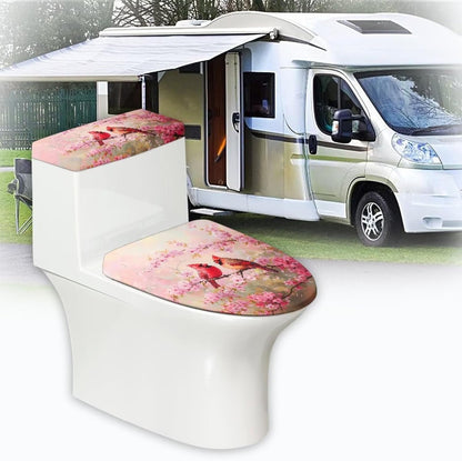 Mockingbird Toilet Lid Covers Set Peach Blossom Large Toilet Cover 2 Pack for Kids Bathroom Decorations 17 x 21