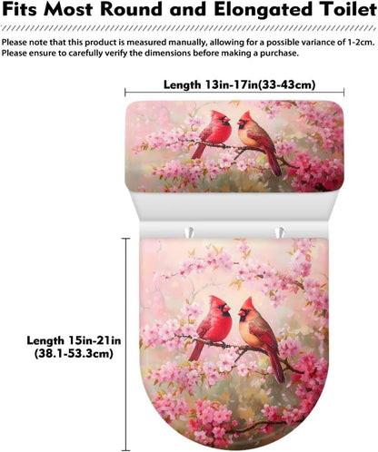 Mockingbird Toilet Lid Covers Set Peach Blossom Large Toilet Cover 2 Pack for Kids Bathroom Decorations 17 x 21