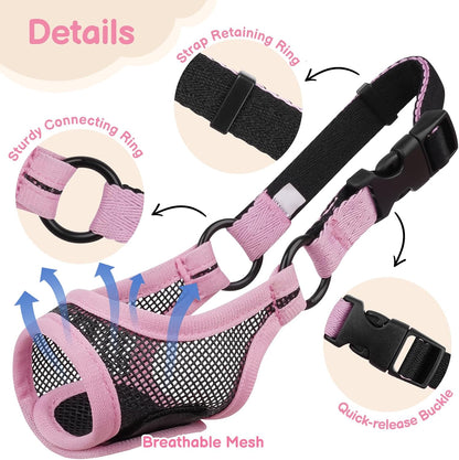 Mesh Dog Muzzle, Adjustable Muzzle for Small Short Snouted Dogs