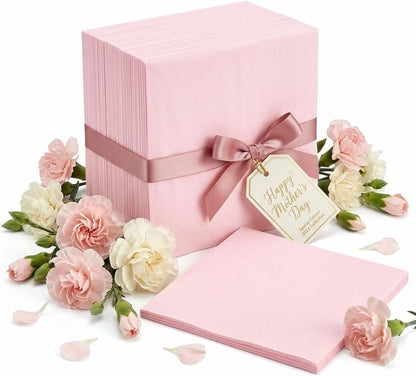100-Count 2-Ply Pink Cocktail Napkins - Beverage Napkins Disposable Premium Quality - 5" x 5" Pink Paper Napkins for Birthday Party & Mother's Day,Bar,Weddings