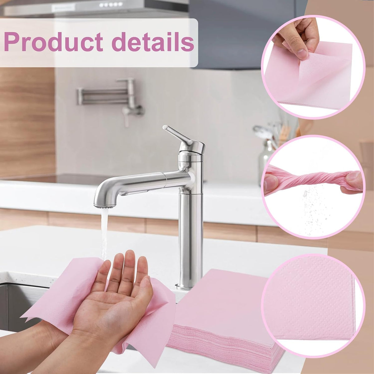 100-Count 2-Ply Pink Cocktail Napkins - Beverage Napkins Disposable Premium Quality - 5" x 5" Pink Paper Napkins for Birthday Party & Mother's Day,Bar,Weddings