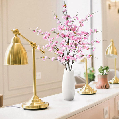 Artificial Cherry Blossom Flowers 4 Pcs Faux Cherry Blossom Stems Faux Silk Cherry Blossom Branches 43’’ Fake Flowers Long Stems for Vase Arrangements Home Wedding Table Decor (Pink)