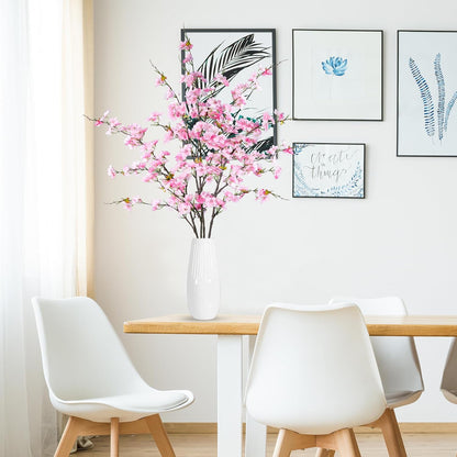 Artificial Cherry Blossom Flowers 4 Pcs Faux Cherry Blossom Stems Faux Silk Cherry Blossom Branches 43’’ Fake Flowers Long Stems for Vase Arrangements Home Wedding Table Decor (Pink)