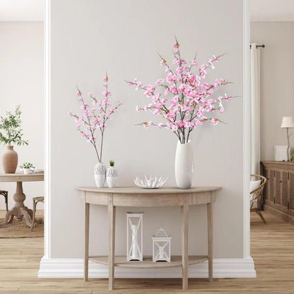 Artificial Cherry Blossom Flowers 4 Pcs Faux Cherry Blossom Stems Faux Silk Cherry Blossom Branches 43’’ Fake Flowers Long Stems for Vase Arrangements Home Wedding Table Decor (Pink)