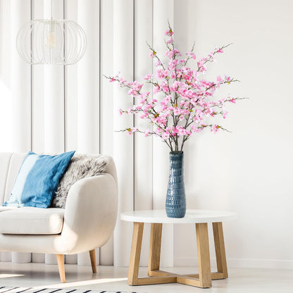 Artificial Cherry Blossom Flowers 4 Pcs Faux Cherry Blossom Stems Faux Silk Cherry Blossom Branches 43’’ Fake Flowers Long Stems for Vase Arrangements Home Wedding Table Decor (Pink)