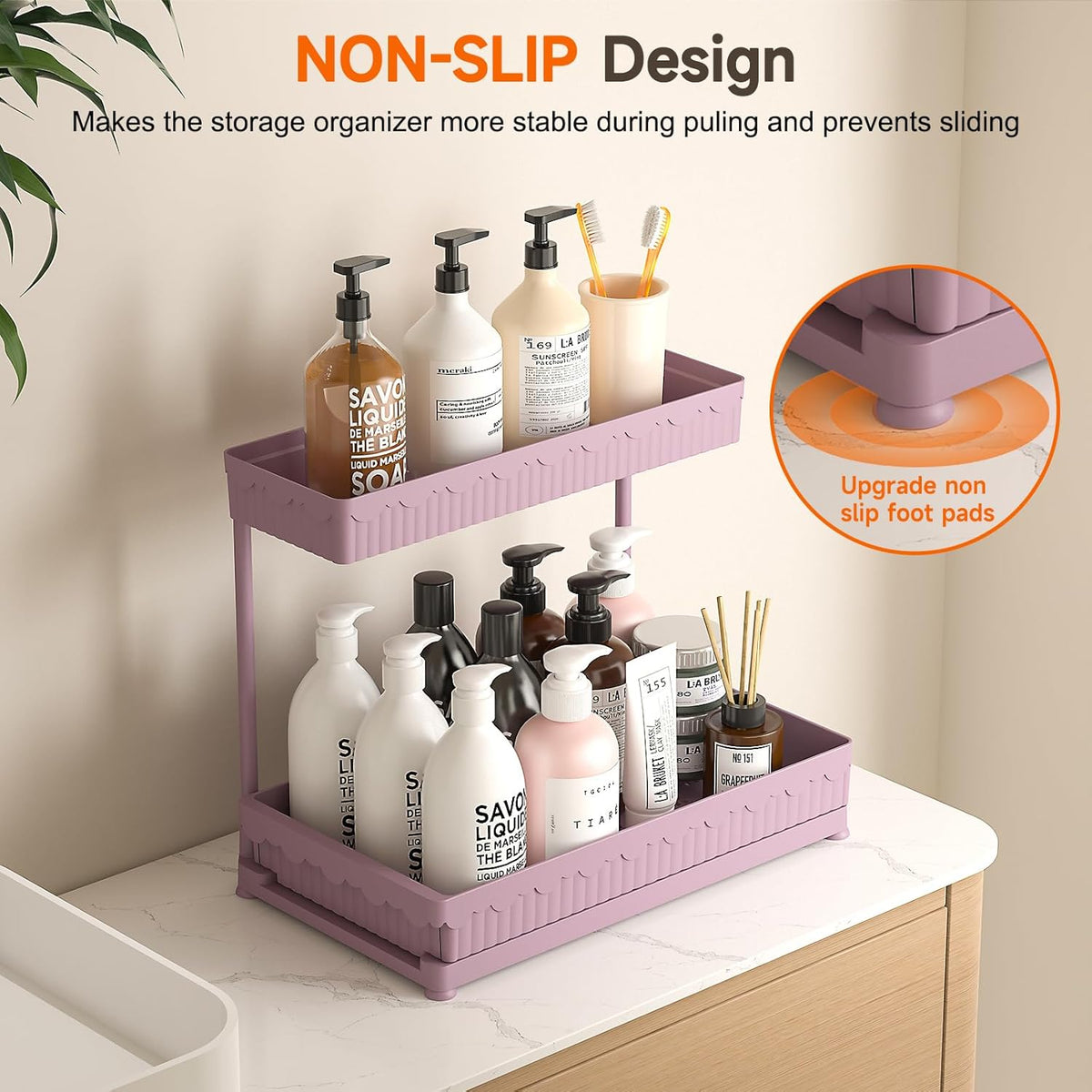 3-Pack 2-Tier L-Shaped Under Sink Organizers with Sliding Drawers