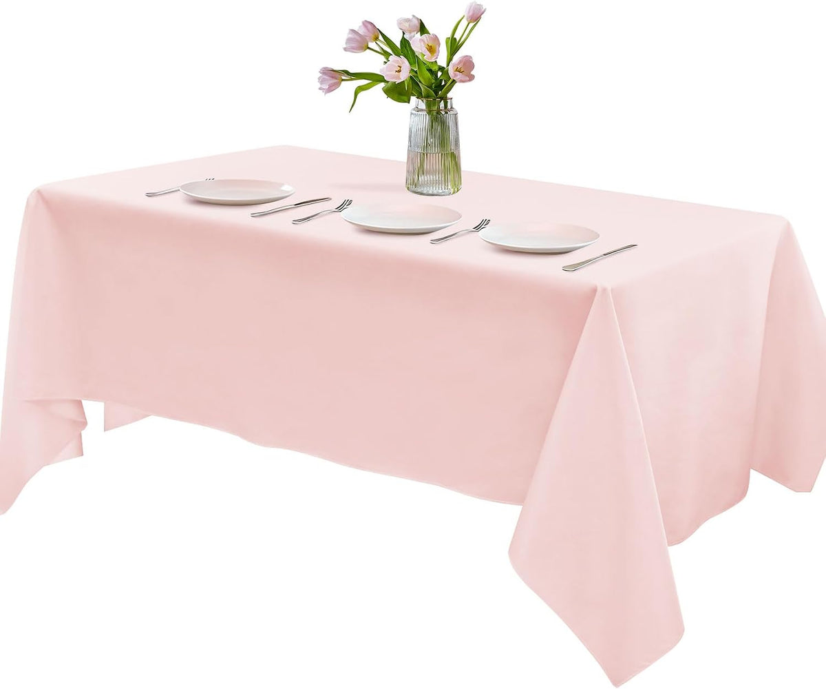 MICORAL 1 Pack Satin Tablecloth 58x102 Inches Rectangle - Soft Wrinkle Resistant Fabric for Wedding, Banquet, Valentine's Days, Party Decoration - Easy Care Machine Washable, Pink