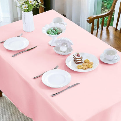MICORAL 1 Pack Satin Tablecloth 58x102 Inches Rectangle - Soft Wrinkle Resistant Fabric for Wedding, Banquet, Valentine's Days, Party Decoration - Easy Care Machine Washable, Pink
