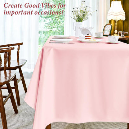 MICORAL 1 Pack Satin Tablecloth 58x102 Inches Rectangle - Soft Wrinkle Resistant Fabric for Wedding, Banquet, Valentine's Days, Party Decoration - Easy Care Machine Washable, Pink
